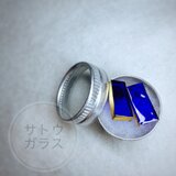 ---rectangle海---【14kgf】コバルトブルー 金彩 大人ピアス