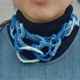 マフラー(リング）　素材＝麻 染料＝藍　＜作品No. F-185＞