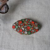 帯留 gold green red beige