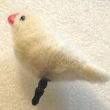 羊毛フェルト白文鳥イヤホンジャックカバー