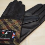 【ブリティッシュウール&レザー手袋】（レディース22cm/ブラウン/13283）