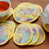 そらまめのコースターとポットマットのセット ～柔らかな風～