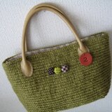 麻ひもスクエア手提げBag・オリーブ