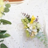 【送料無料♥ペアセット】 Mimosa*　ミモザのリンクコサージュ＊親子＊ご夫婦＊　