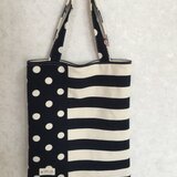 ペタンコトート❶ドットとボーダー裏地付