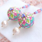 【spring】ノンホールピアス★カラフル手毬