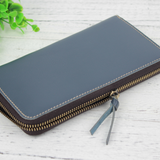 本革 上品な色合いオールレザーロングウォレット ♪Blue♪