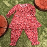 キッズレースフリルワンピースパジャマ 赤色北欧柄