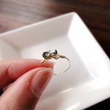 ハンドワークワイヤーリング ■ クリスタルガラス ■ ブラックダイヤ