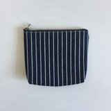 ストライプ デニムポーチ WALDESファスナー使用