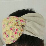 レトロな小花とリネンの大人可愛いターバン♪