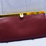 文鎮口金の長財布　あずき色