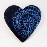 ハート壁掛け　レースフラワー　ブルー