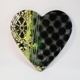 ハート壁掛け　ブラックドット