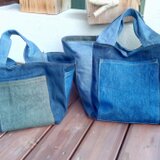 ジーンズつぎはぎバッグ（小）