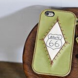 送料無料 ピスタチオ ROUTE 66レザーケース　iphone5/5s/SE/6/6s/7/plusシリーズ 受注制作
