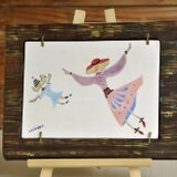 陶画 「少女とお母さん」