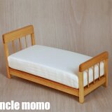 ドール用ベッド　シングル（色：オーク）　1/12ミニチュア家具