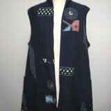 紺色楊柳木綿のきもの衿チュニック丈ベスト