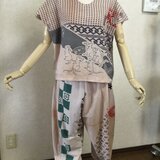 手拭いを柿渋染めしてから作ったブラウス