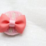 ラウンド雫のフレンチりぼんクリップ*ピンク*