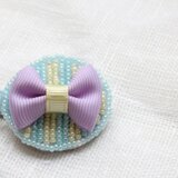 ラウンド雫のフレンチりぼんクリップ*ブルー*