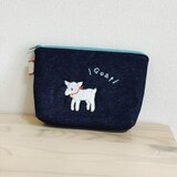 手刺繍のヤギのポーチ