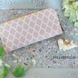 かわいい布で作った長財布　軽量なのに大容量！ベージュモロッカン柄の画像