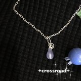 タンザナイトシルバー925ワイヤーネックレス