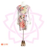 振袖リボンベルトドレス（振袖孔雀四季花L）