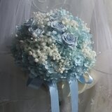 cottonブルー＆カスミ草ｵｰﾊﾞｰﾀｲﾑwhitebouquet（ﾌﾟﾘｻﾞのみ）