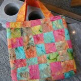 ミシンワークの四角トートかばん