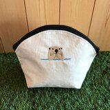 ラッコ 刺繍 キャンバスシェルポーチ
