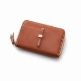 本革　コインケース　レディース　レッド　ハンドメイド　小銭入れ　(カフェライフシリーズ)