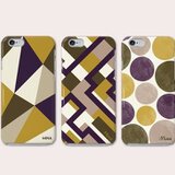 【文字入れ♪送料無料】三角/幾何学/ドット　ディープな紫×マスタード×カーキ