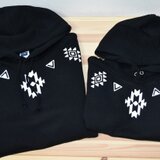 ブラック×ホワイト☆80～大人サイズまで★２枚セットです！親子＆兄弟＆姉妹＆お友達と＊お揃いコーデ★オルテガ柄