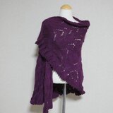 パープル（紫）の半円形ショール（メリノ*アルパカ*シルク）