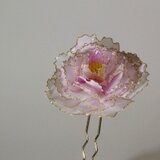 寒牡丹の簪（ピンク：二本ざし）