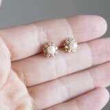 アコヤパールと CZダイヤ 18K仕上げ ピヤス 送料無料 / K18GP