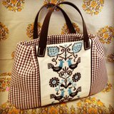 トリさんクロスステッチの横長バッグ