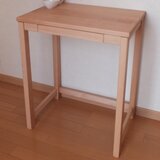 ナチュラルデスクビーチ材　(クリアー仕上げ、引出し付き)