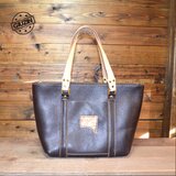 1点もの】本革ぷっくり肉厚ボルドーブラウンのレザートートバッグはファスナー開閉Ａ４