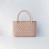 花結び編み手提げかご  アクアピンク【受注製作】
