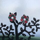 クリスマスカラーの洋風つまみ細工のイヤリング