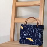 マチありミニバッグ（紺色のおさる）