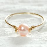 ピンク淡水パール（本真珠）のK14gfキャンディリング