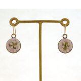 花柄モザイクの18Kピアス　（ベビーピンク）