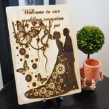 木のウェルカムボード　Ａ４サイズ　～見つめあう二人～