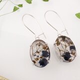 ドライフラワー ピアス オーバル ブラック 02