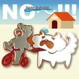 犬ブローチon三輪車 秋田犬 リフレクションブローチ